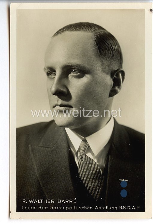 III. Reich - Portraitpostkarte von R. Walter Darré, Leiter der agrarpolitischen Abteilung der NSDAP