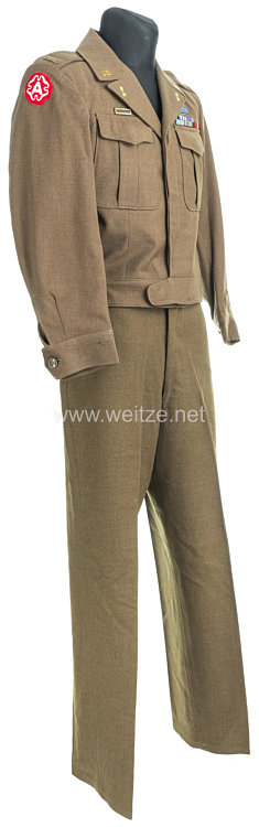 USA World War 2: US Army Ike Jacket with Trousers for a 2nd Leutnant Ordonance Corps with the Third Army  