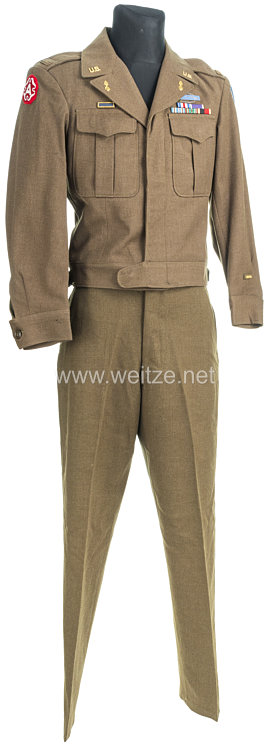 USA World War 2: US Army Ike Jacket with Trousers for a 2nd Leutnant Ordonance Corps with the Third Army   Bild 2