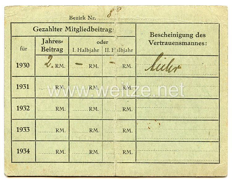 Weimarer Republik Reichverband der Eisenbahn Vereine E.V Eisenbahn - Verein Köln Mitgliedskarte  Bild 2