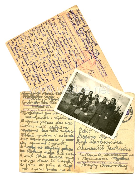 III. Reich - 2 Postkarten einer Ukrainischen Ostarbeiterin