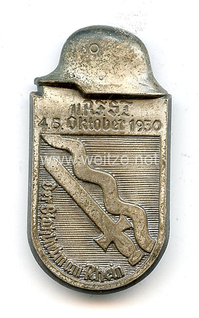 Stahlhelmbund - Treffabzeichen - 11. R.F.S.T. 4./5.10.1930 - Der Stahlhelm am Rhein ( Reichsfrontsoldatentag )