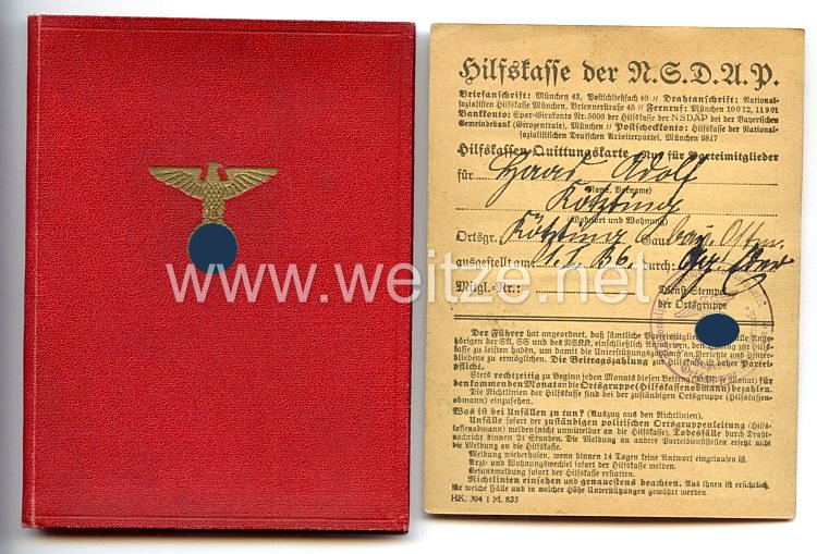 NSDAP - Mitgliedsbuch Nr. 3622006 für einen Mann aus Kötzting