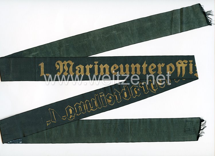 Kriegsmarine Mützenband "1. Marineunteroffizierlehrabteilung 1."