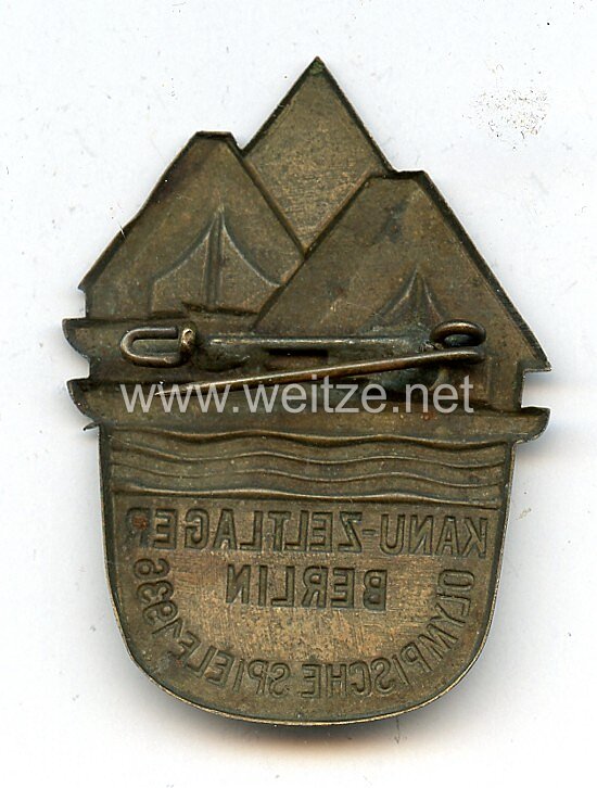 IV. Olympische Winterspiele 1936 - offizielles Teilnehmerabzeichen " Kanu-Zeltlager Berlin " Bild 2