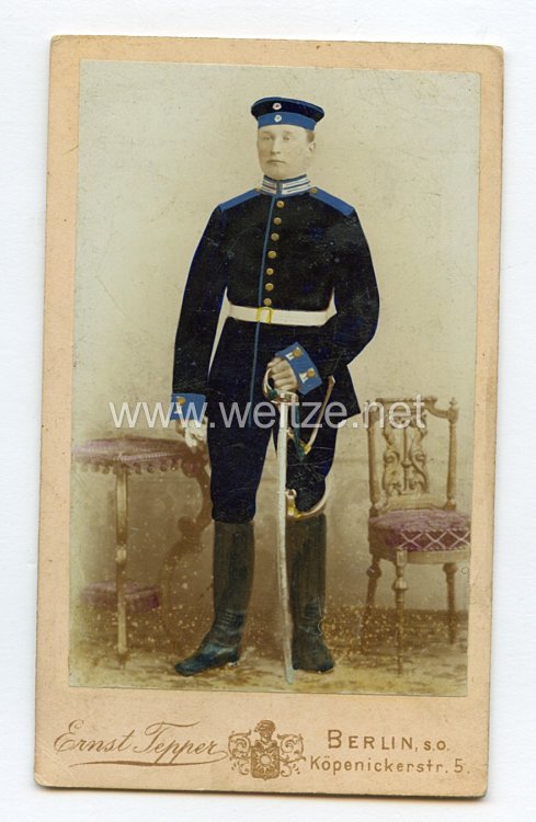 Preußen kleines Kabinettfoto eines Soldaten im Garde-Train-Bataillon
