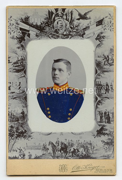Preußen Teilkoloriertes Kabinettfoto eines Soldaten im 2. Garde-Ulanen-Regiment