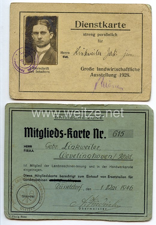 Weimarer Republik - Dienstkarte für die Große landwirtschaftliche Ausstellung 1928