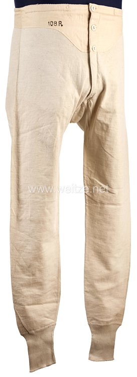 Königreich Sachsen Erster Weltkrieg weiße lange Unterhose für einen Angehörigen des Schützen-(Füsilier-) Regiments Prinz Georg Nr. 108