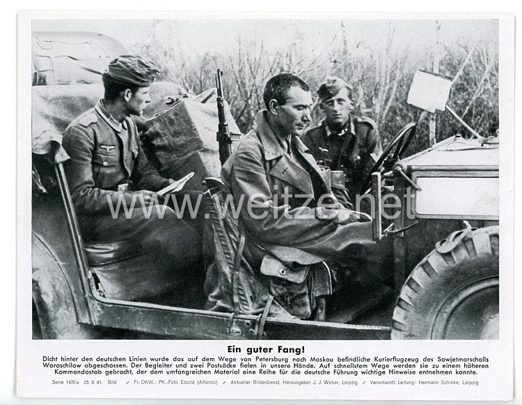 III. Reich - gedrucktes Pressefoto " Ein guter Fang! " 25.8.1941