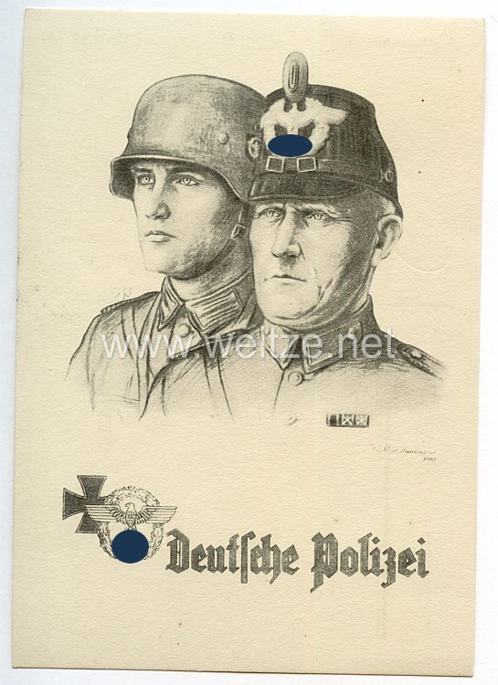 III. Reich - Propaganda-Postkarte - " Deutsche Polizei "
