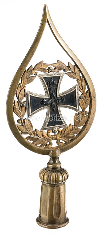 Preußen Fahnenspitze für Bataillonsfahnen mit dem Großkreuz des Eisernen Kreuzes 1870