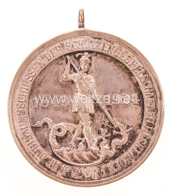 Anhalt silberne Medaille an das Jubiläumsschießen 1849-1924 in Hecklingen