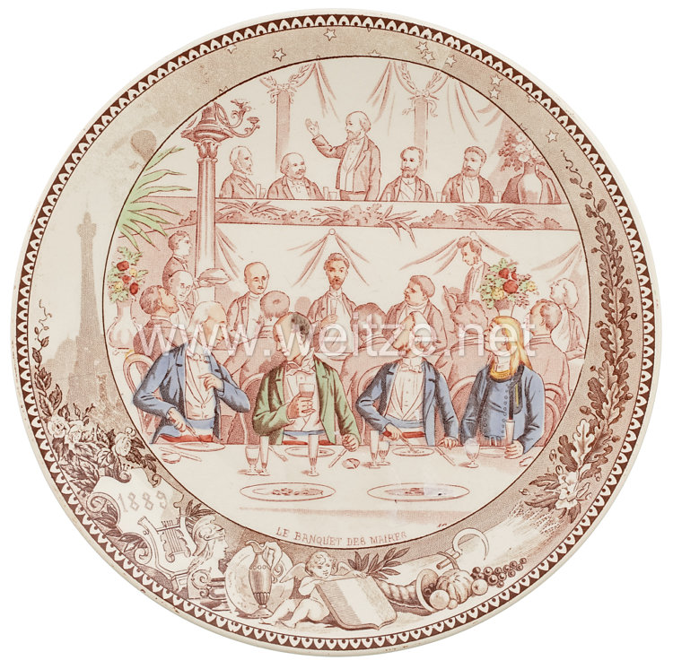 Frankreich Zierteller zur Weltausstellung 1889 "Le Banquet des Maires"