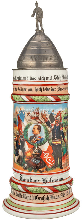 Hessen - Reservistenkrug für den Tambour "Hofmann" im Leibgarde-Infanterie-Regiment (1. Großherzoglich Hessisches) Nr. 115 Bild 2