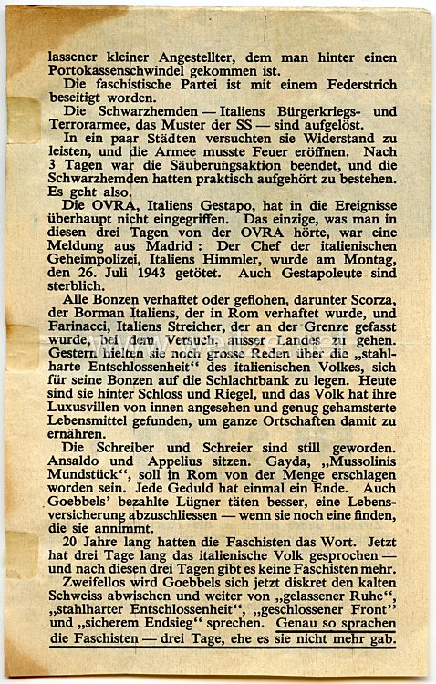 2. Weltkrieg Propagandaflugblatt - " Die Blase platzt ! " Bild 2