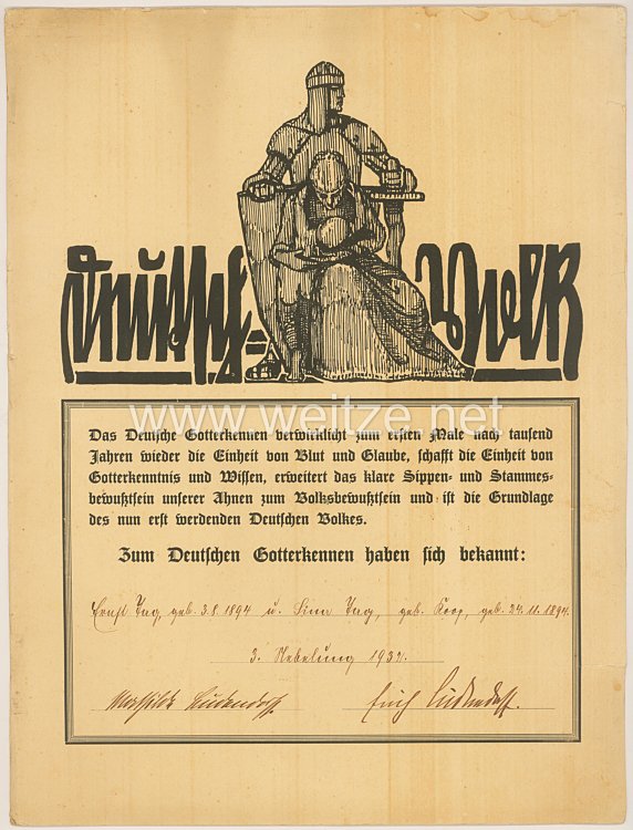 III. Reich - Originalunterschriften von Erich Ludendorff und seiner Frau Mathilde Ludendorff
