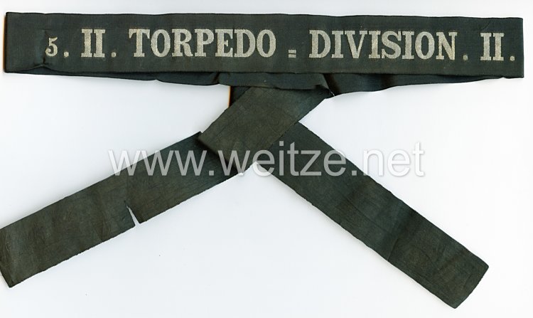 Kaiserl. Marine Mützenband "5.II.Torpedo= Division II.5. ".