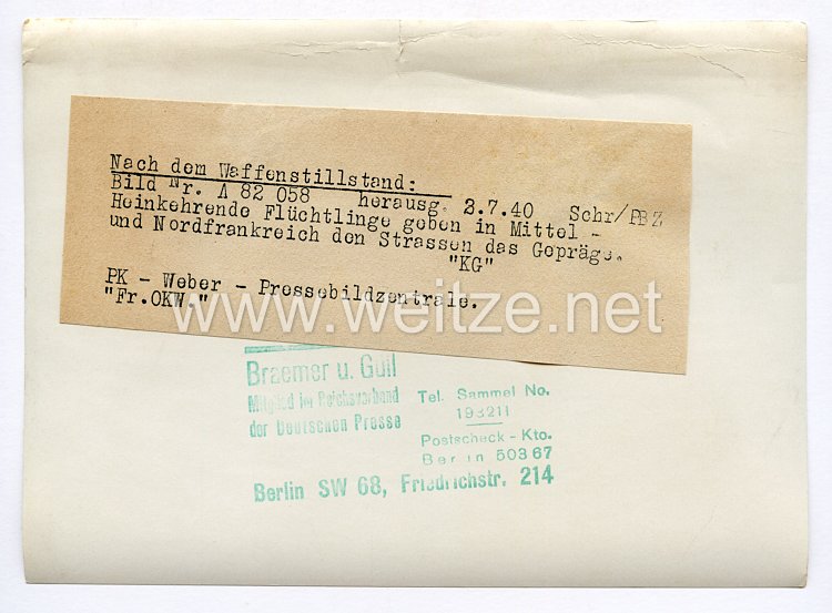 III. Reich Pressefoto. Nach dem Waffenstillstand. 2.7.1940. Bild 2