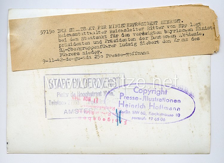 III. Reich Pressefoto: Der Staatsakt für Ministerpräsident Stebert 9.11.1942 Bild 2