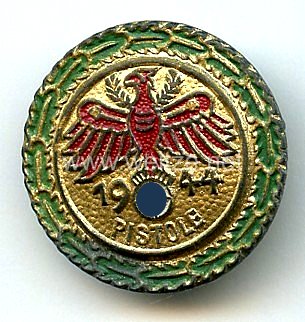 Standschützenverband Tirol-Vorarlberg - Gaumeisterabzeichen 1944 in Gold mit Eichenlaubkranz " Pistole "