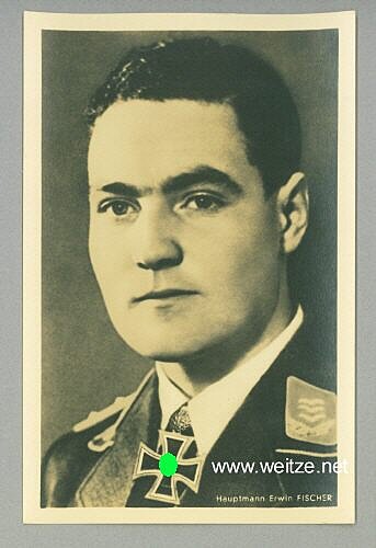 Luftwaffe - Portraitpostkarte von Ritterkreuzträger Hauptmann Erwin Fischer