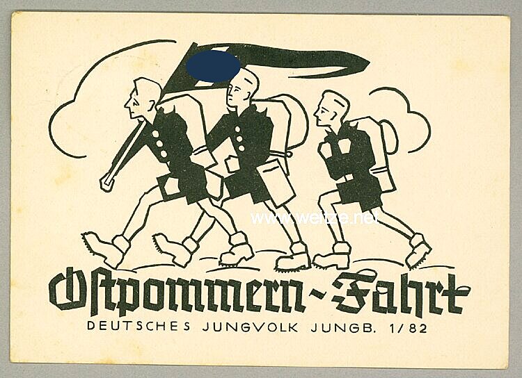 DJ - Propaganda-Postkarte - " Ostpommern-Fahrt Deutsches Jungvolk Jungb. 1/82 "