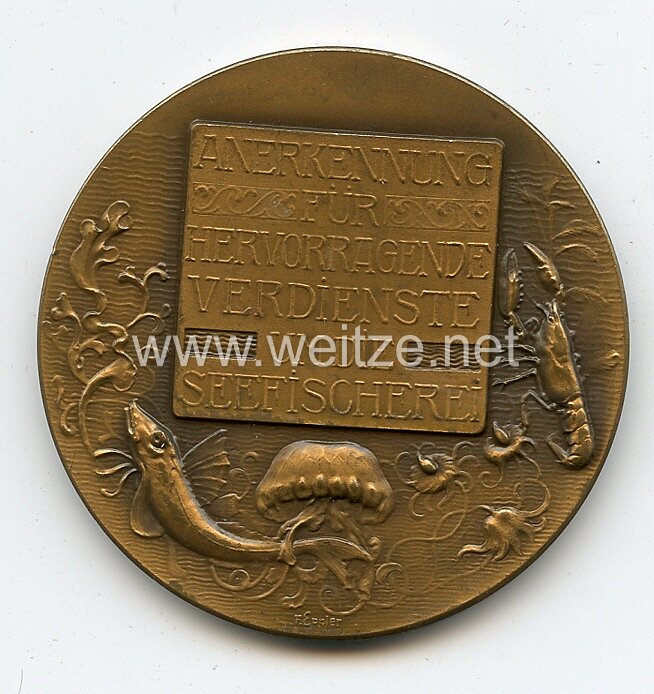 Deutscher Seefischer Verein, bronzene Medaille "Für hervorragende Verdienste um die Seefischerei", Bild 2