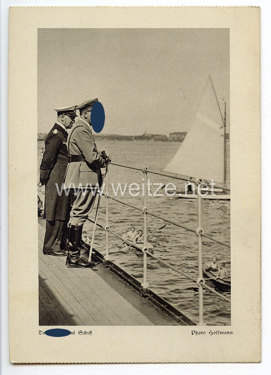 III. Reich - Propaganda-Postkarte - " Adolf Hitler - Der Führer auf Schiff "