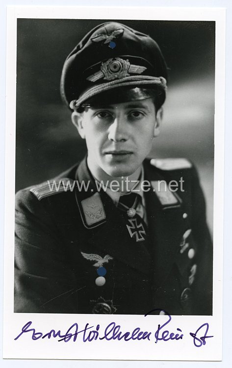 Luftwaffe - Nachkriegsunterschrift vom Ritterkreuzträger mit Eichenlaub und Schwerter Ernst-Wilhelm Reinert