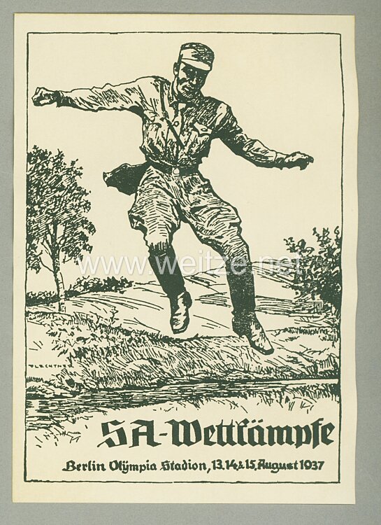 III. Reich - Propaganda-Postkarte - " SA-Wettkämpfe Berlin Olympia Stadion 13.-15.8.1937 "