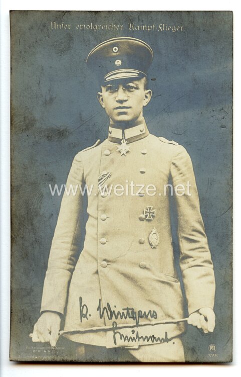 Fliegerei 1. Weltkrieg - Fotopostkarte - Deutsche Fliegerhelden " Leutnant Wintgens "