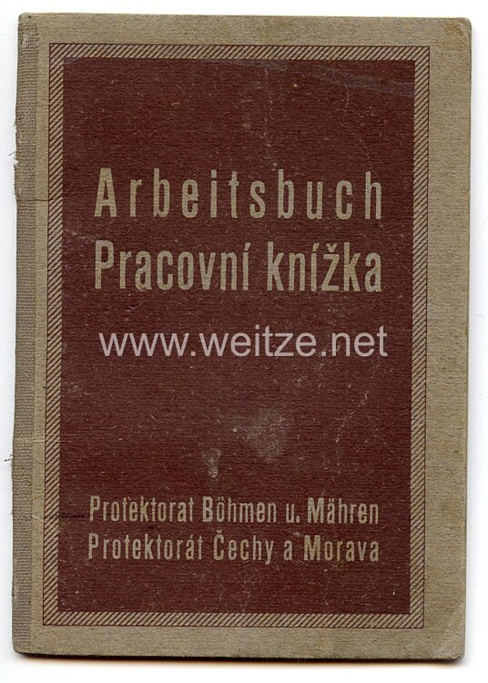 III. Reich - Protektorat Böhmen und Mähren - Arbeitsbuch für eine Frau des Jahrgangs 1925