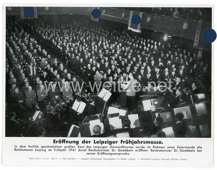 III. Reich - gedrucktes Pressefoto " Eröffnung der Leipziger Frühjahrsmesse " 3.3.1941