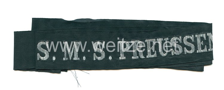 Kaiserliche Marine Mützenband "S.M.S. Preussen" in Silber