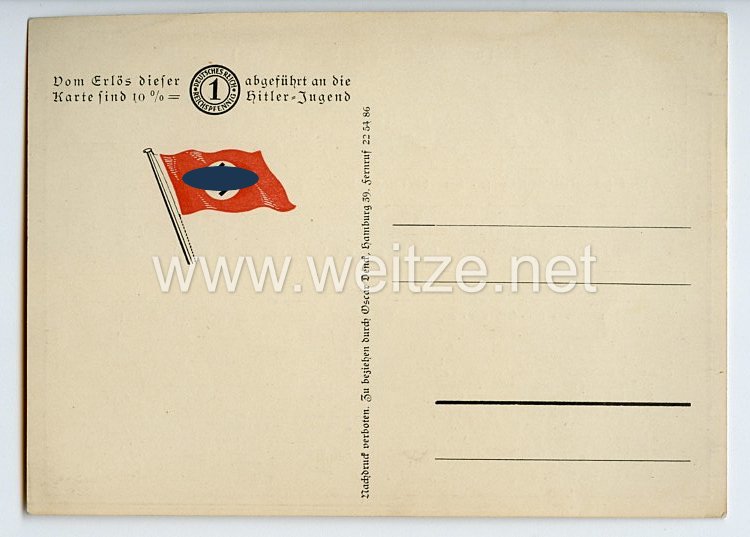 HJ - farbige Propaganda-Postkarte - " Laßt unsres Hakenkreuzes Banner wehen ! " Bild 2