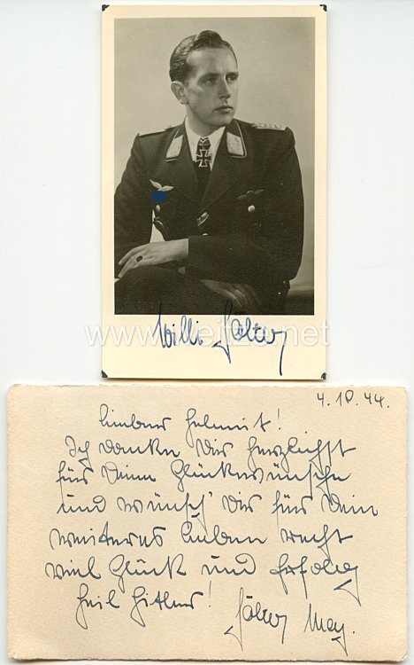 Luftwaffe - Originalunterschrift von Ritterkreuzträger Major Willi Sölter
