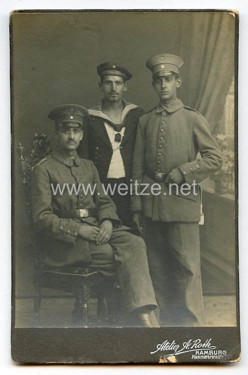Hamburg 1. Weltkrieg Kabinettfoto "Henry Willy Max Bremer", drei Brüder bei verschiedenen Einheiten im Krieg