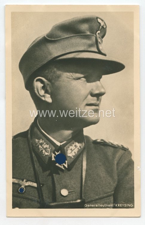 Heer - Portraitpostkarte von Ritterkreuzträger Generalleutnant Kreysing