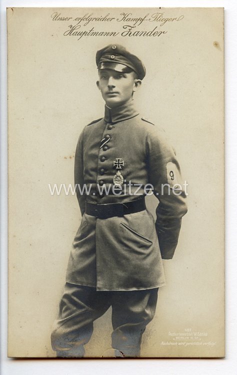 Fliegerei 1. Weltkrieg - Fotopostkarte  - Deutsche Fliegerhelden " Hauptmann Zander "