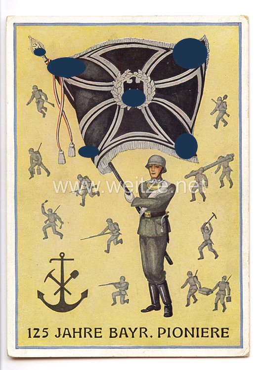 III. Reich - farbige Propaganda-Postkarte - " 125 Jahre Bayr. Pioniere - 1813-1938 Bayerische Pioniere "