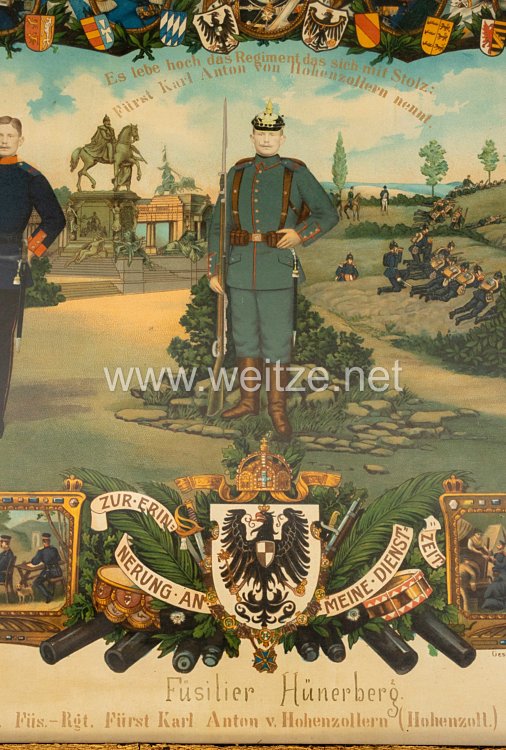 Preußen Reservistenbild "Füsilier Hünerberg b.d. 11. Comp. Füs.-Rgt. Fürst Karl Anton v. Hohenzollern No. 40 Rastatt" Bild 2