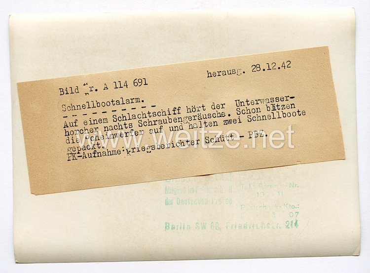 III. Reich Pressefoto. Schnellbootalarm. 28.12.1942. Bild 2