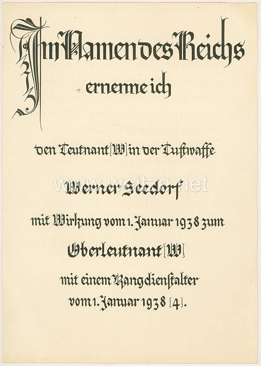 Luftwaffe - Originalunterschrift von Ritterkreuzträger Generaloberst Erhard Milch