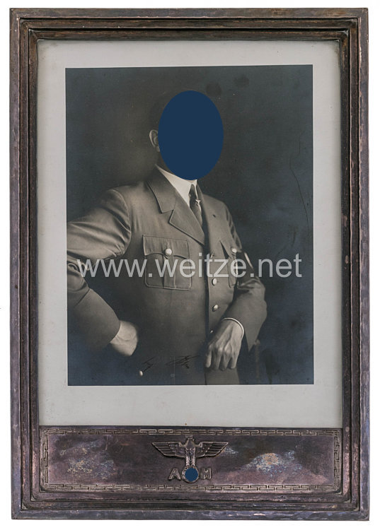 Adolf Hitler großer silberner Staatsrahmen mit persönlichem Widmungsfoto