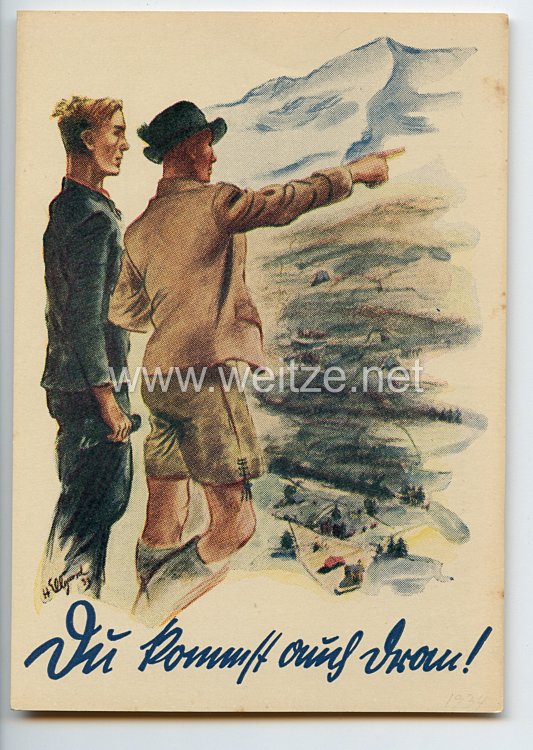 III. Reich - farbige Propaganda-Postkarte - " KdF - Du kommst auch dran ! "