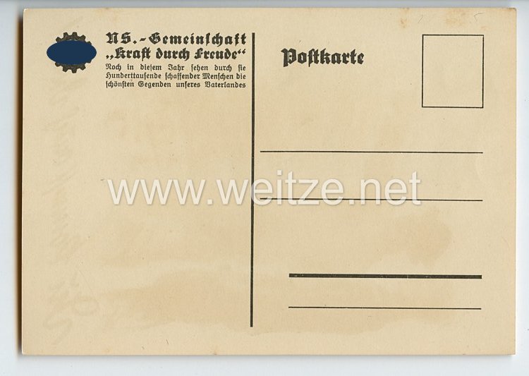 III. Reich - farbige Propaganda-Postkarte - " KdF - Du kommst auch dran ! " Bild 2