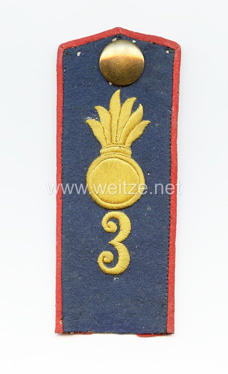 Preußen Einzel Schulterklappe für den Mantel für Mannschaften im Feldartillerie-Regiment General Feldzeugmeister (1. Brandenburgisches) Nr. 3