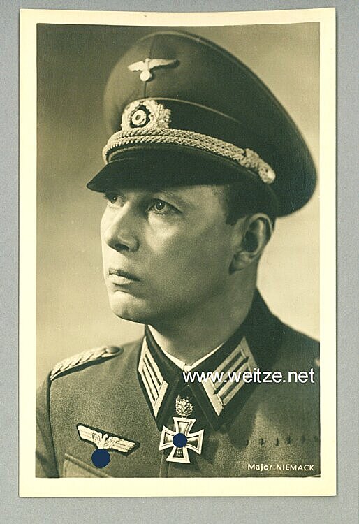 Heer - Portraitpostkarte von Ritterkreuzträger Major Horst Niemack