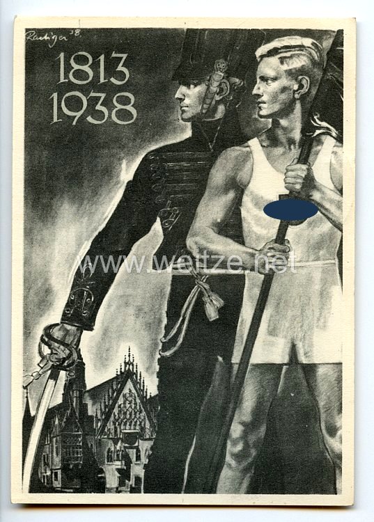 III. Reich - Propaganda-Postkarte - " Deutsches Turn- und Sportfest Breslau 1938 - 1813/1938 "